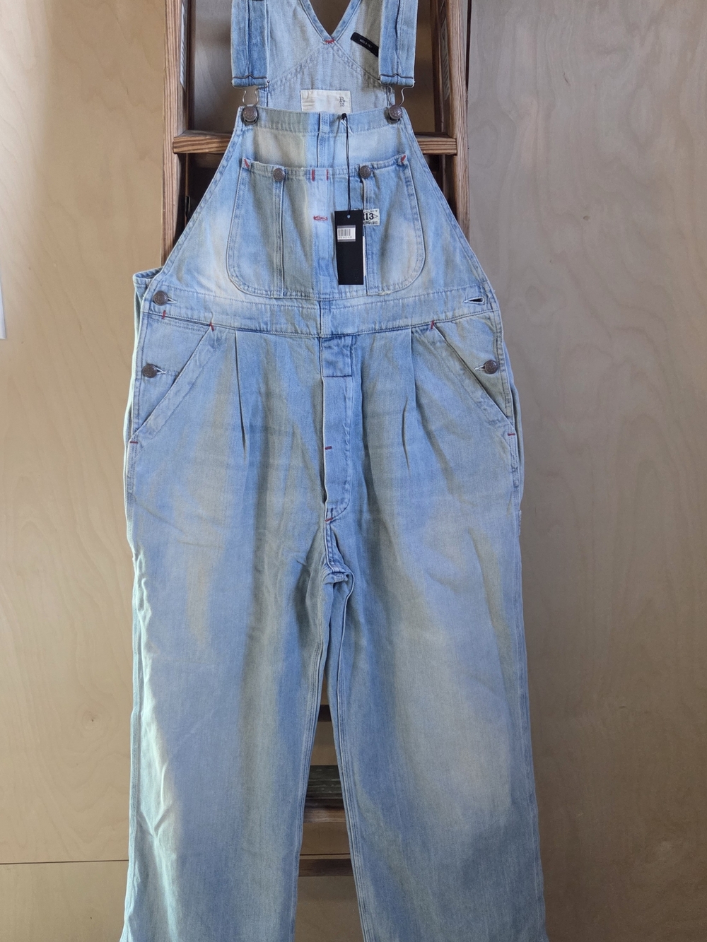 R13 Light Blue Denim Women's Overalls